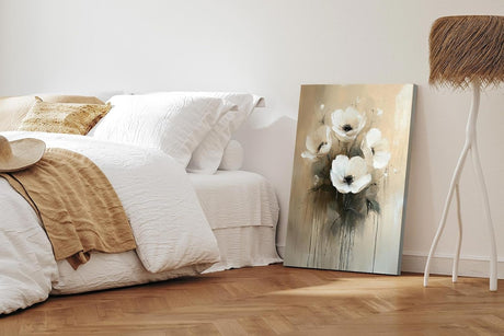 Paul Sinus 60x90cm Wandbild Anemonen in Beige – Ausdrucksstarke Blumenmalerei mit moderner Blume