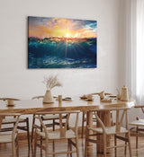 Paul Sinus Wandbild 120x80cm Welle Meer Ozean Sonnenuntergang Sonnenstrahl Wasser