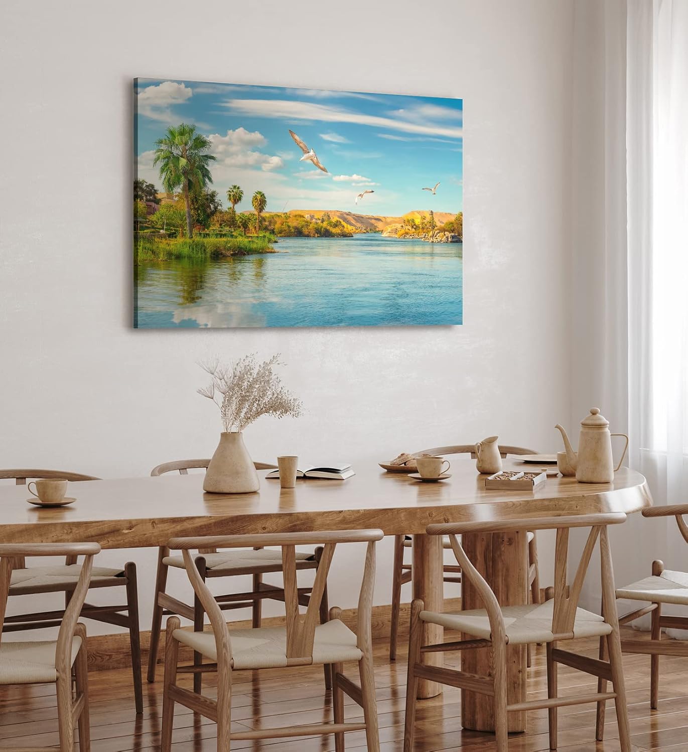 Paul Sinus Wandbild 120x80cm Afrika Nil Ägypten Fluss Sonnenuntergang Vögel Fluss