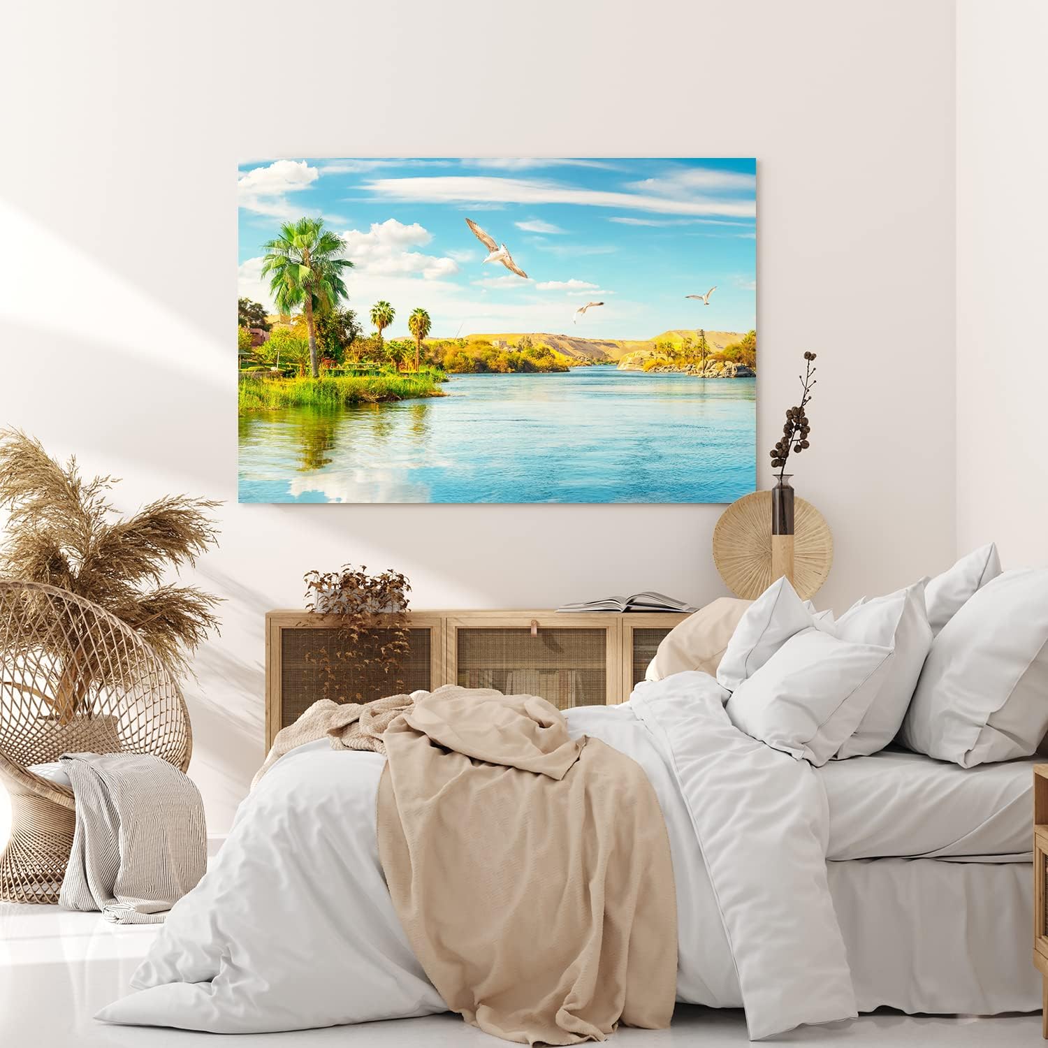 Paul Sinus Wandbild 120x80cm Afrika Nil Ägypten Fluss Sonnenuntergang Vögel Fluss