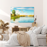 Paul Sinus Wandbild 120x80cm Afrika Nil Ägypten Fluss Sonnenuntergang Vögel Fluss