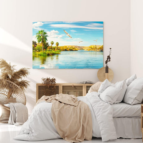 Paul Sinus Wandbild 120x80cm Afrika Nil Ägypten Fluss Sonnenuntergang Vögel Fluss