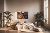 Sinus Art Wandbild 120x80cm Leckeres Stillleben aus Kaffee, Schoko-Muffins und Gewürzen auf rustikalem Holzuntergrund