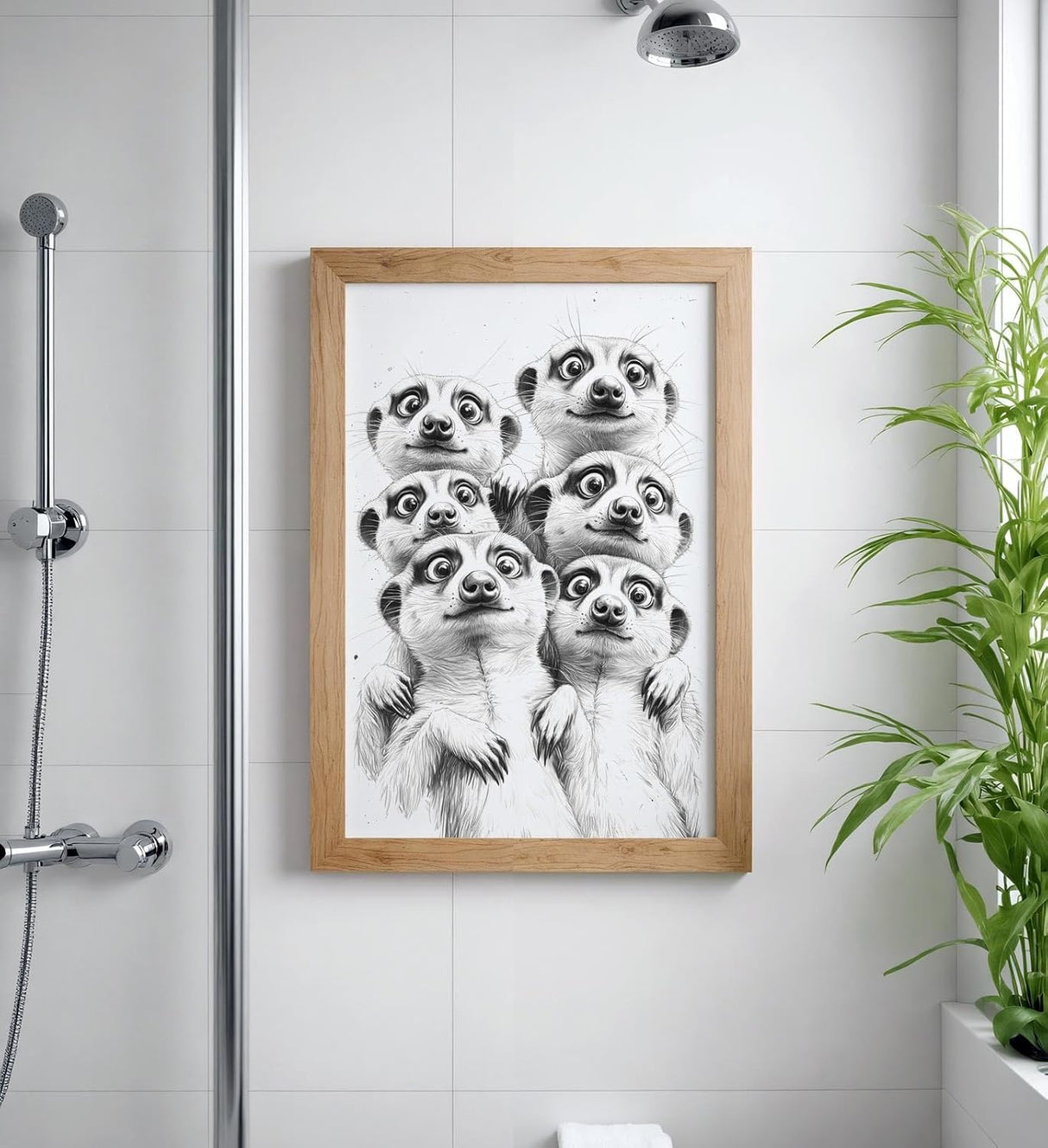 Paul Sinus Poster/Leinwandbild/Rahmenoption Lustiges Erdmännchenbild – Witzige Klo-Deko fürs Gäste-WC – Perfekt für Spaßvögel