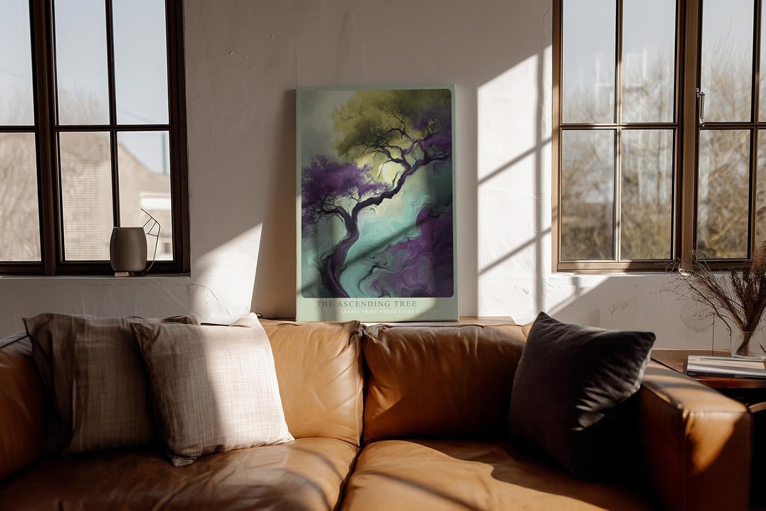 Paul Sinus Wandbild in 40x60cm The Ascending Tree – Künstlerische Darstellung eines aufstrebenden Baumes in leuchtenden Farbverläufen