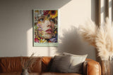 Paul Sinus Wandbild in 40x60cm The Blooming Gaze mit realistischem Frauenportrait und Blüten in leuchtenden Farben für ausdrucksstarke Wandgestaltung