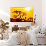 Paul Sinus Wandbild 120x80cm Afrika Wildnis Sonnenuntergang Rot Burkea Bäume Sonne