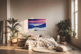 Sinus Art Wandbild 120x80cm Stimmungsvolle Bergsilhouette mit Nebelmeer im Tal und farbenprächtigem Himmel