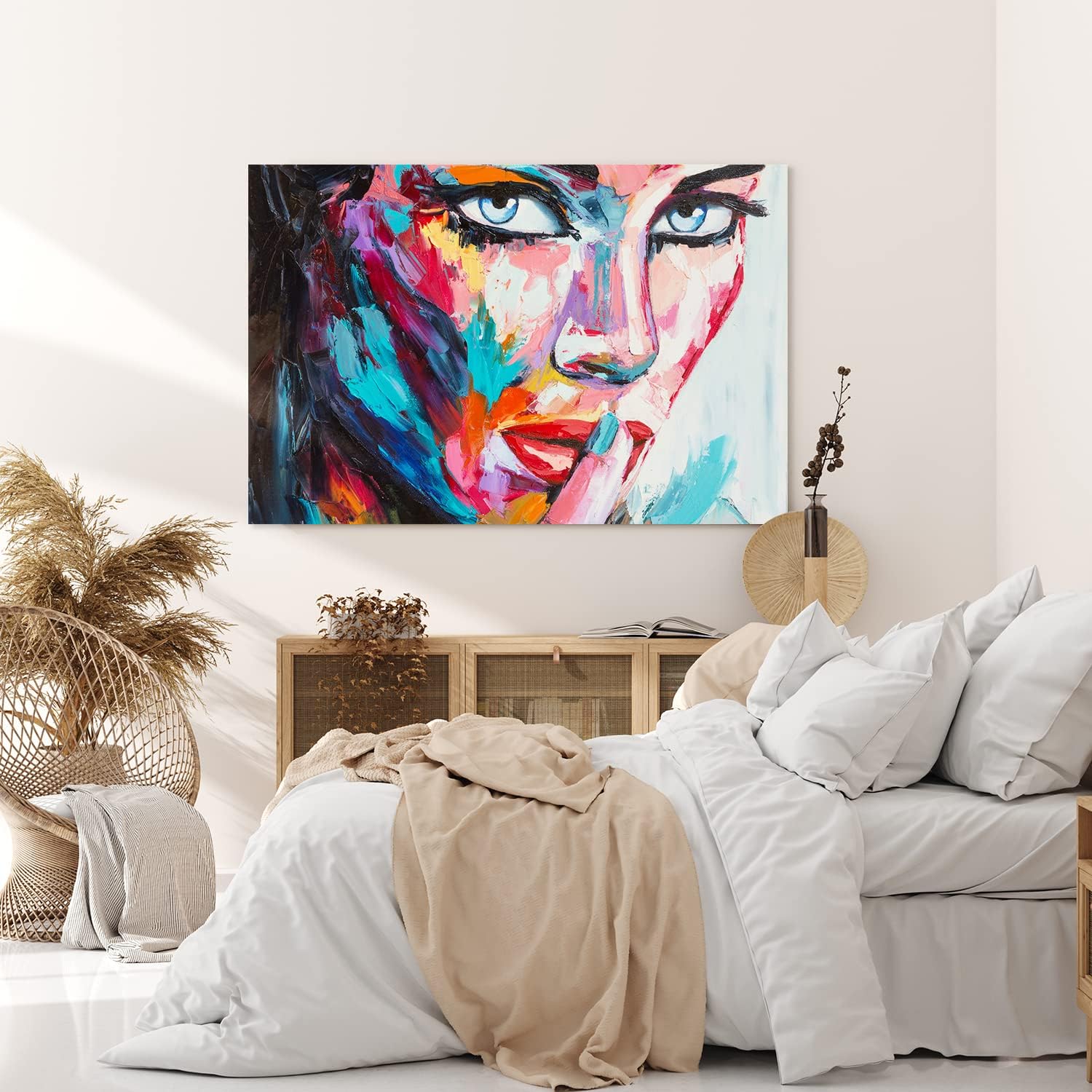 Wandbild 120x80cm Porträt einer jungen Frau Feminin Farbenfroh Abstrakt