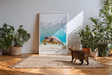 Paul Sinus Kunstdruck 40x60cm Sea Wanderer mit Meeresschildkröte unter Wasser in Türkis