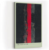 Paul Sinus Wandbild in 40x60cm The Red Scar – Abstraktes Kunstwerk mit intensivem rotem Streifen auf dunklem Grund