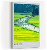 Paul Sinus Kunstdruck 40x60cm Tam Coc Vietnam Boote auf Fluss zwischen Reisfeldern – harmonische Naturreise