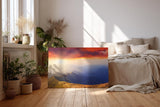Sinus Art Wandbild 120x80cm Imposanter Sonnenaufgang mit leuchtendem Horizont und tiefer Perspektive