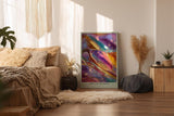 Paul Sinus Wandbild in 40x60cm The Liquid Prism – abstraktes Farbmotiv mit regenbogenfarbenem Glanz und fließender Struktur für moderne Raumgestaltung