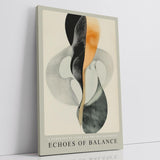 Paul Sinus Leinwandbild 40x60cm Echoes of Balance – Abstrakt, Harmonie, Linien, Bewegung, Minimalismus, Schwarz, Weiß, Orange, Design, Kunst