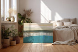 Sinus Art Wandbild 120x80cm Türkis, Beige und sanfte Grau- und Rosatöne bilden eine abstrakte Meereslandschaft