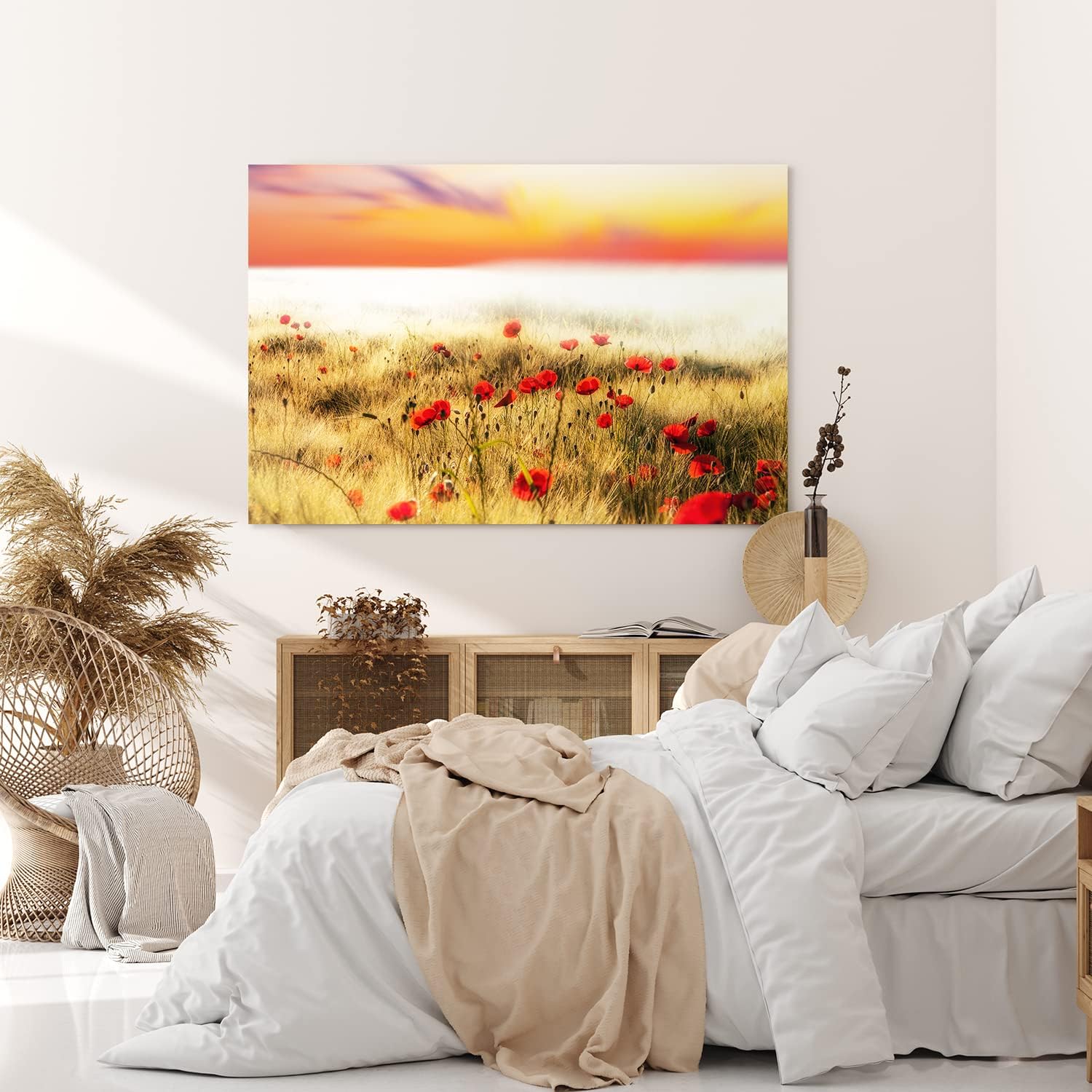 Paul Sinus Wandbild 120x80cm Feldblumen Wildblumen Mohn rote Blüten Halme