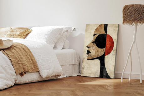 Paul Sinus 60x90cm Wandbild Red Harmony – Abstraktes Frauenprofil in kraftvoller Komposition auf Leinwand Holzrahmen