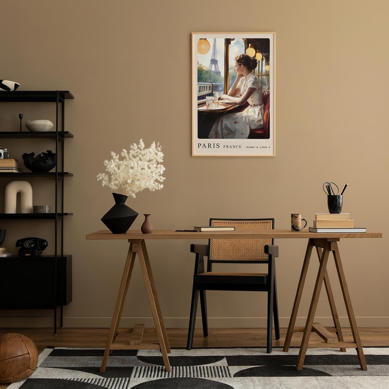Paul Sinus Leinwandbild 80x120cm Paris Nostalgie – Eiffelturm, Zugreise, Romantik, Vintage, Frankreich, Nostalgie, Kunst, Zeitreise, Eleganz, Reflexion