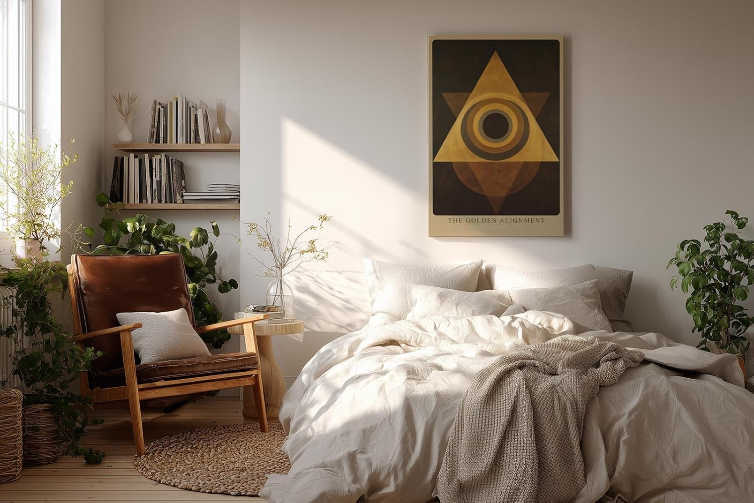 Paul Sinus Wandbild in 40x60cm The Golden Alignment Abstrakte Geometrie in Gold und Braun mit harmonischer Symmetrie und meditativer Tiefe