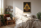 Paul Sinus Wandbild in 40x60cm The Golden Alignment Abstrakte Geometrie in Gold und Braun mit harmonischer Symmetrie und meditativer Tiefe