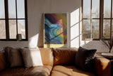 Paul Sinus Wandbild in 40x60cm The Color Cascade – Abstrakte Farbkaskade in Blau-, Gelb-, Pinkund Rottönen