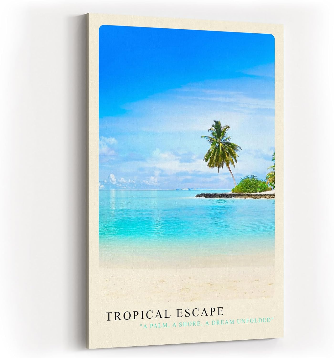Paul Sinus Kunstdruck 40x60cm Tropical Escape mit Palmenstrand und türkisblauem Meer in der Karibik