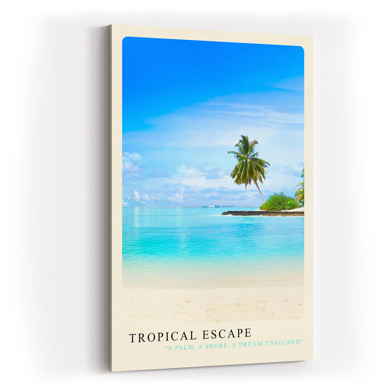Paul Sinus Kunstdruck 40x60cm Tropical Escape mit Palmenstrand und türkisblauem Meer in der Karibik