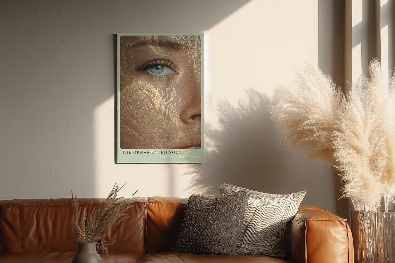 Paul Sinus Wandbild in 40x60cm The Ornamented Soul – Detailreiches Porträt mit ornamentaler Goldprägung und blauem Auge