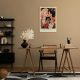 Paul Sinus Leinwandbild 80x120cm Geheimer Garten – Ausdrucksstarke Illustration zweier Frauen in inniger Verbindung, umgeben von floraler Pracht