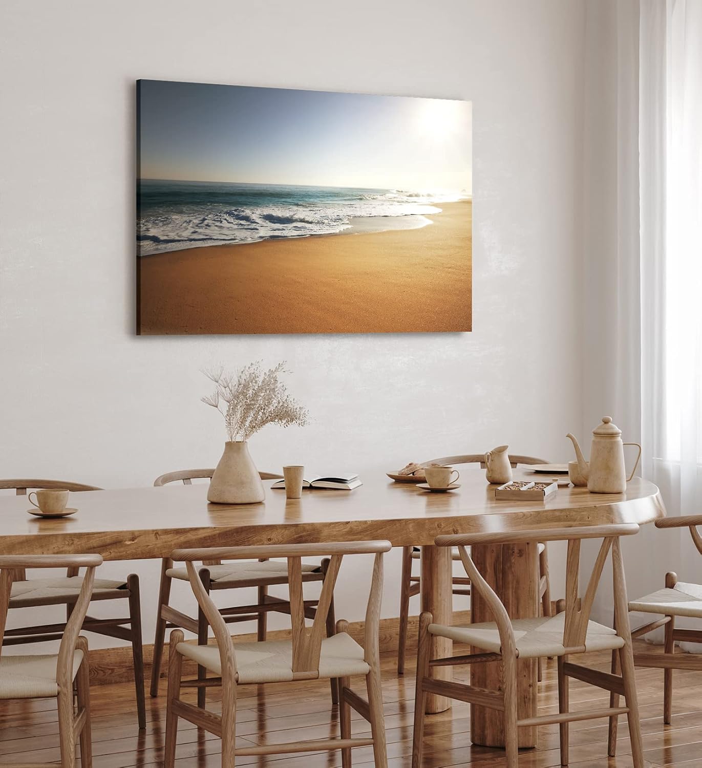 Paul Sinus Wandbild 120x80cm Strand Sandstrand Meer Horizont Sonne Wellen