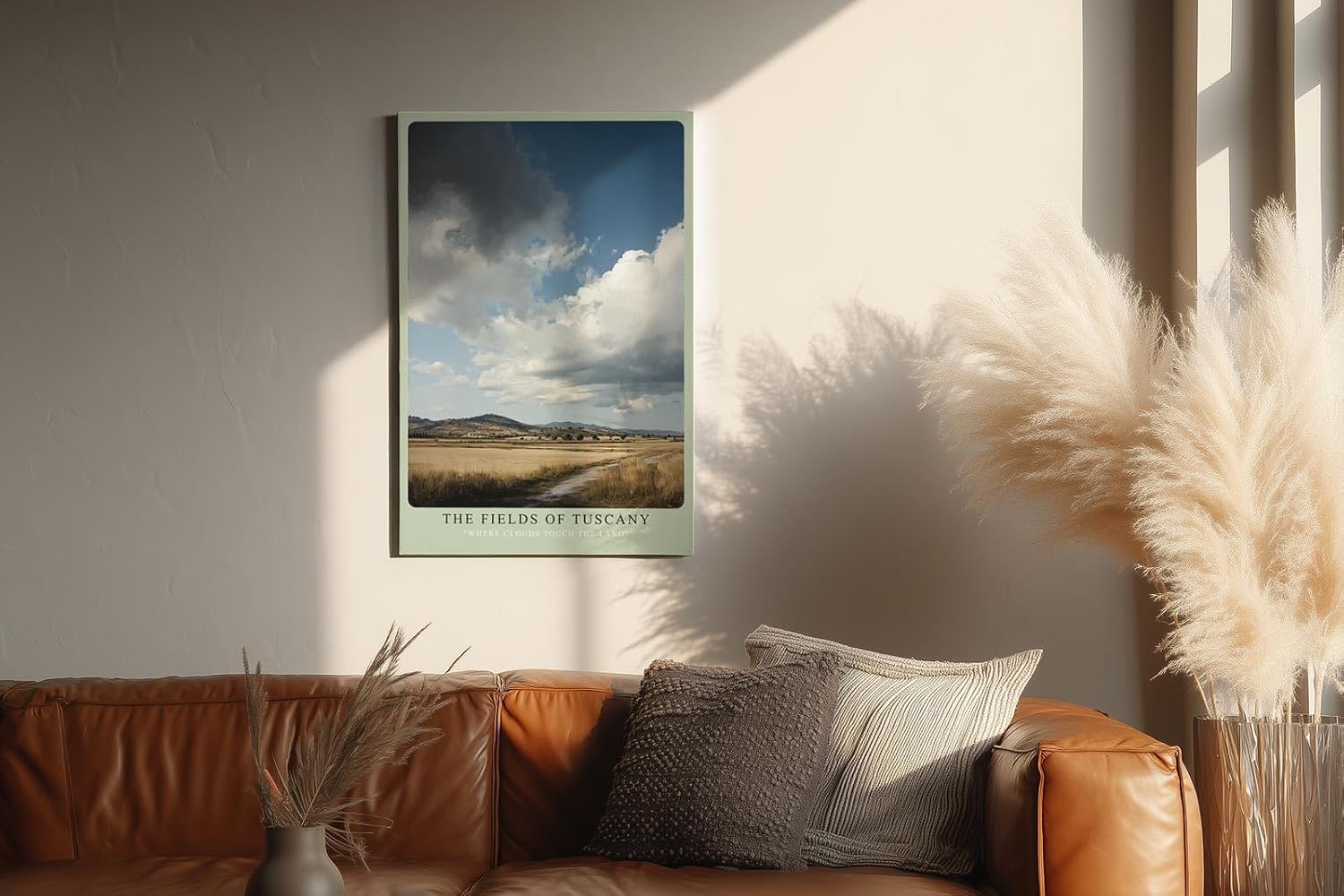 Paul Sinus Wandbild in 40x60cm toskanische Felder unter imposantem Himmel – mediterranes Landschaftsmotiv für warme Wohnakzente