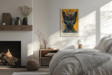 Paul Sinus Leinwandbild 80x120cm Spiritual Guardian mystische schwarze Katze spirituell faszinierend Symbolik kraftvolle Farben goldene Augen