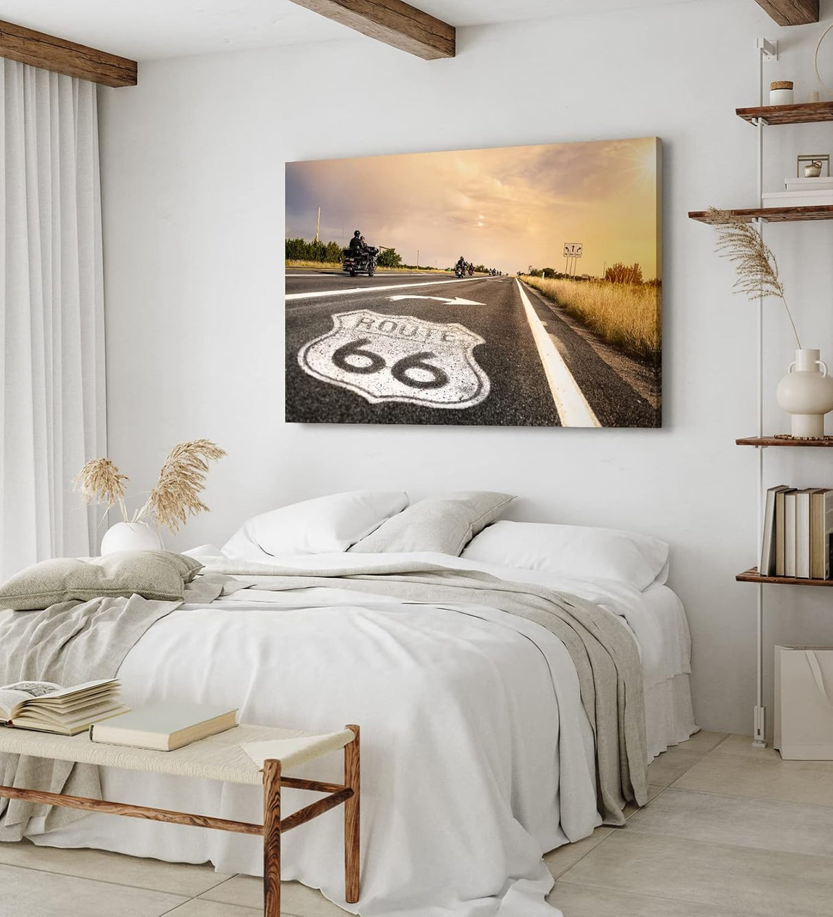 Paul Sinus Wandbild 120x80cm Route 66 USA Straße Motorräder Bikes Sonnenschein