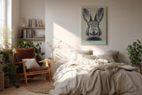 Paul Sinus Wandbild in 40x60cm Bunny Mode: On – Humorvolles Kaninchenporträt in Schwarz-Weiß mit neugierigem Blick