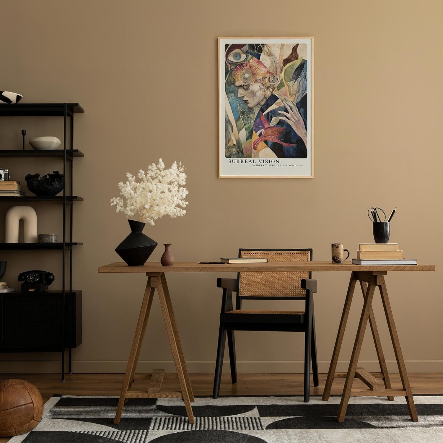 Paul Sinus Leinwandbild 80x120cm surreales Porträt mit abstrakten Formen und tiefgründiger Symbolik – kunstvolles Leinwandbild für kreative Raumgestaltung