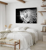 Paul Sinus Wandbild 120x80cm Jaguar Raubkatze Schwarz Weiß blaue Augen Tierfotografie