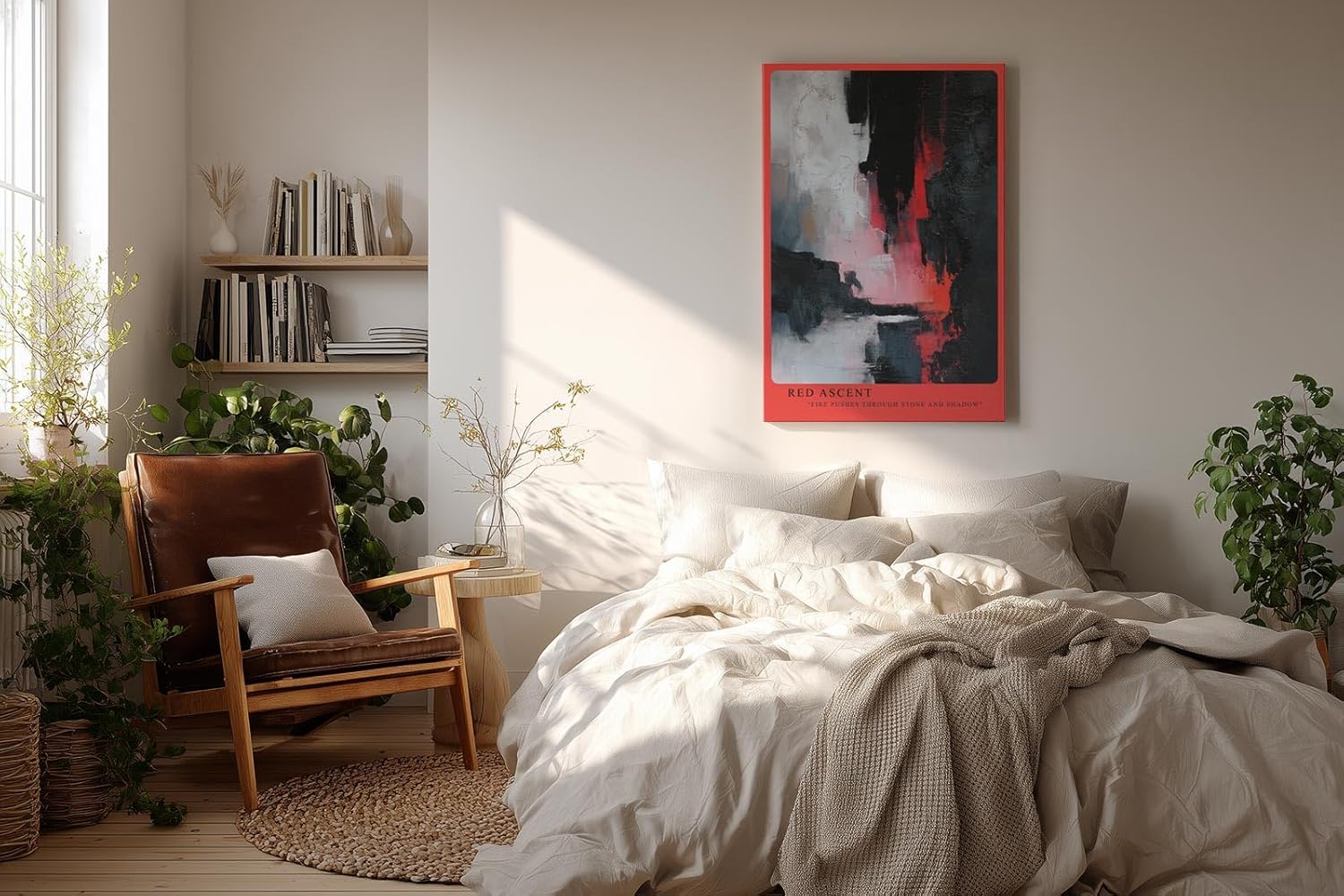 Paul Sinus Wandbild in 40x60cm Red Ascent – Abstraktes Kunstwerk mit intensivem Rot zwischen Schwarz und Weiß