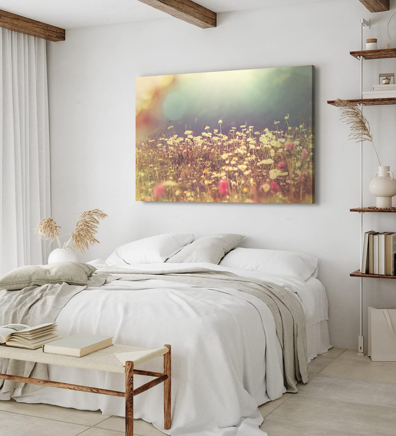 Paul Sinus Wandbild 120x80cm Wildblumen Feld Gänseblümchen Sommer Sonnenschein