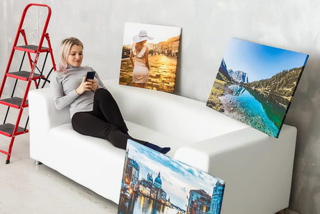 Paul Sinus Foto Fensterbild auf Leinwand viele Größen SOFORT ONLINE Upload eigenes Bild auf Canvas mit Holzrahmen - Wandbild mit Wunschmotiv - Persönliches Kunstdruck personalisiert