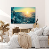 Paul Sinus Wandbild 120x80cm Sonnenuntergang Meer Segelboot Segelschiff Segeln