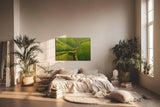 Sinus Art Wandbild 120x80cm Atemberaubende Luftaufnahme mit geometrisch verlaufenden Baumreihen auf sattem Grün