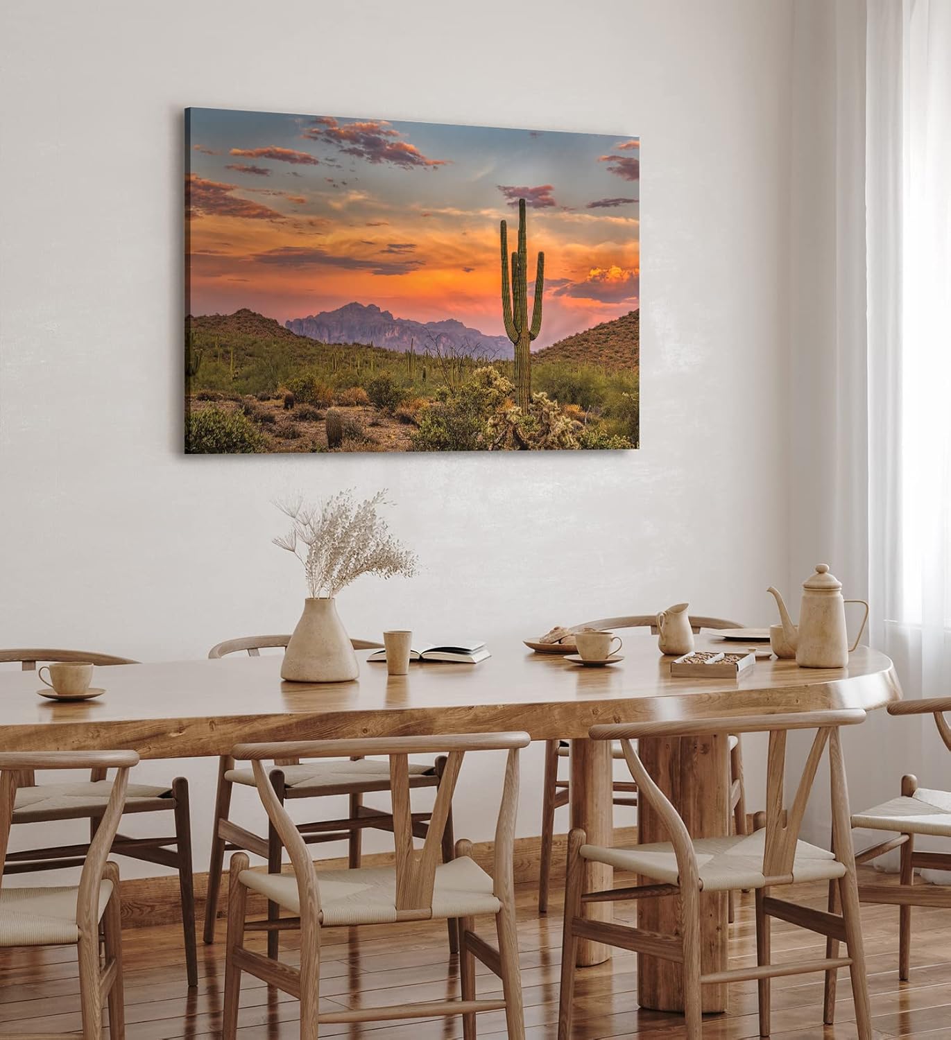 Paul Sinus Wandbild 120x80cm Mexikanische Landschaft Kaktus roter Himmel Sonnenuntergang