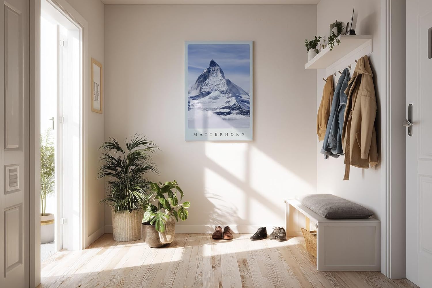 Paul Sinus Kunstdruck 40x60cm Matterhorn – winterliches Bergmassiv mit Schneegipfel und Wolkenstruktur