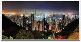 Hong Kong Wolkenkratzer Skyline ca. 130x70cm Wandbild inklusive Schattenfugenrahmen weiss - Panorama Leinwand Bild XXL Format Wandbilder Wohnzimmer Wohnung Deko Kunstdrucke