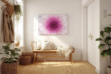 Sinus Art Wandbild 120x80cm Perfekte Nahaufnahme einer rosa Chrysantheme mit harmonischer Symmetrie und Tiefe