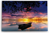 Paul Sinus Wandbild 120x80cm See Abendröte Sonnenuntergang Fischerboot Boot