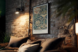 Paul Sinus Kunstdruck 40x60cm Morris Garden florale Jugendstilkomposition auf tiefem Blau mit historischen Ornamenten