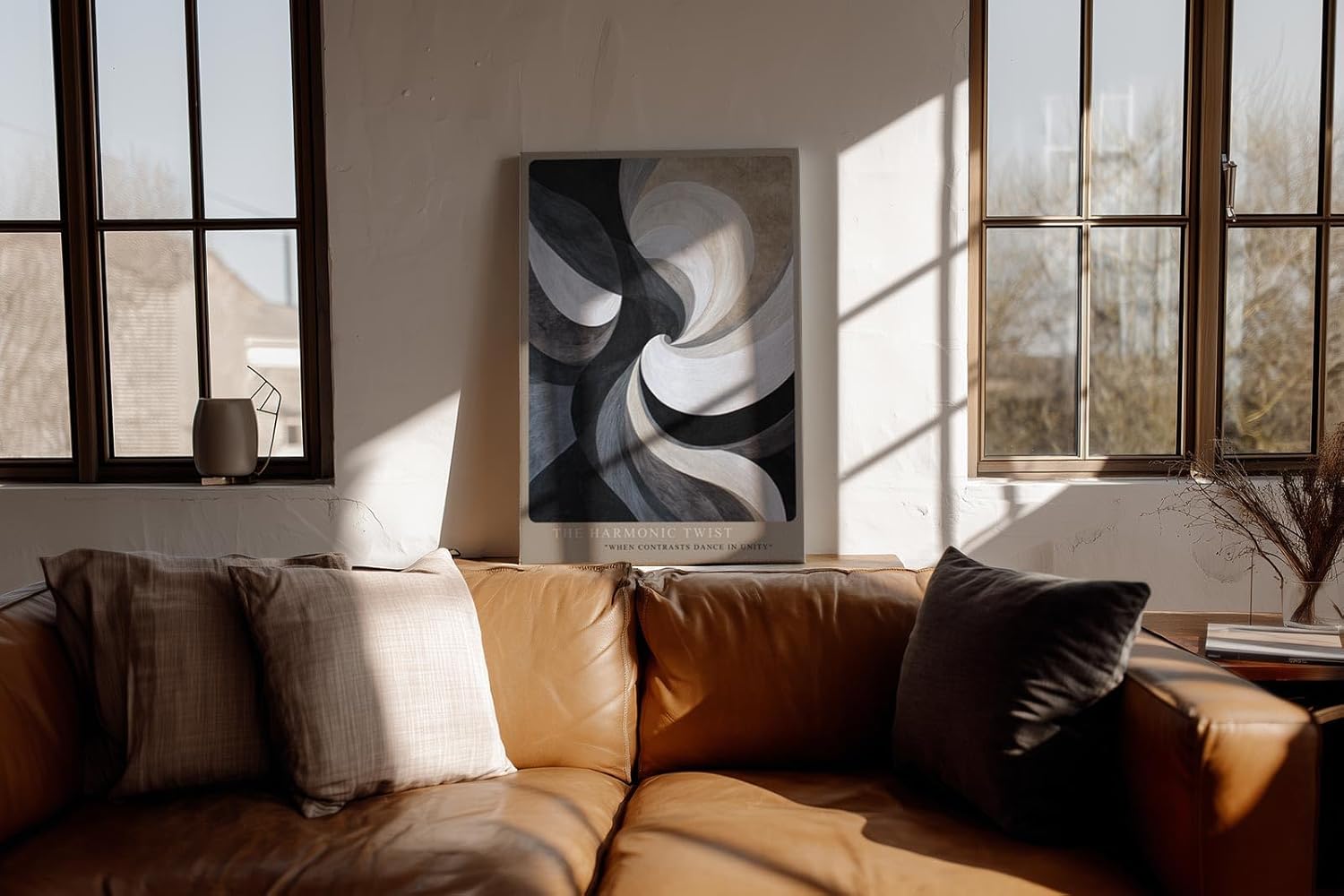 Paul Sinus Wandbild in 40x60cm The Harmonic Twist – Fließende Schwarz-, Weißund Grautöne in eleganter Spiralbewegung mit harmonischen Kontrasten