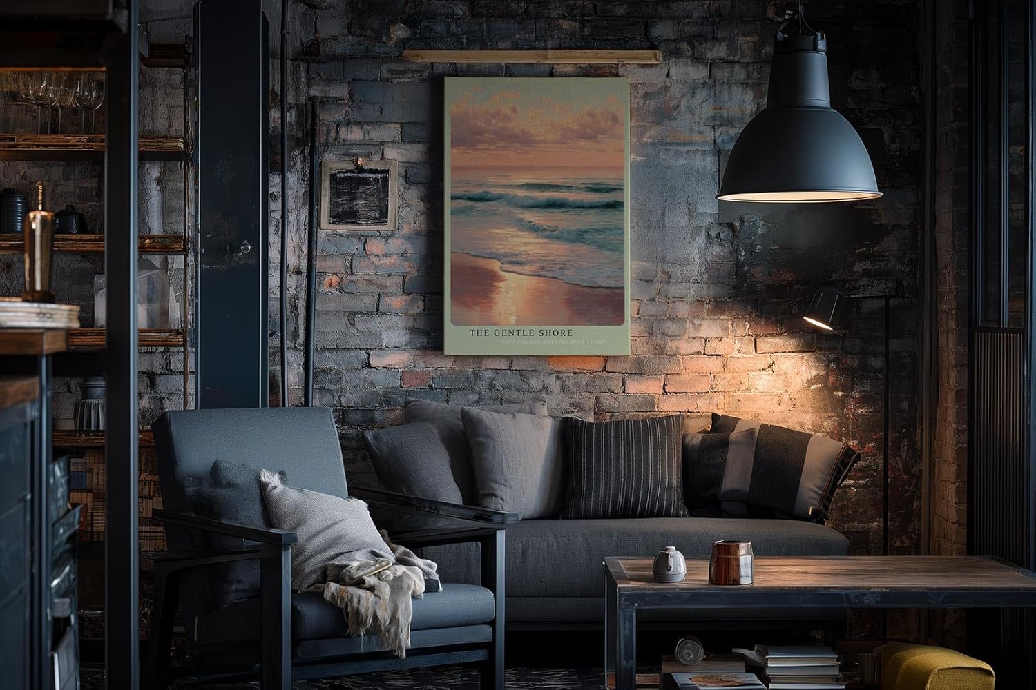 Paul Sinus Wandbild in 40x60cm Sanfter Sonnenuntergang am Meer mit pastellfarbenem Himmel und weichen Wellen